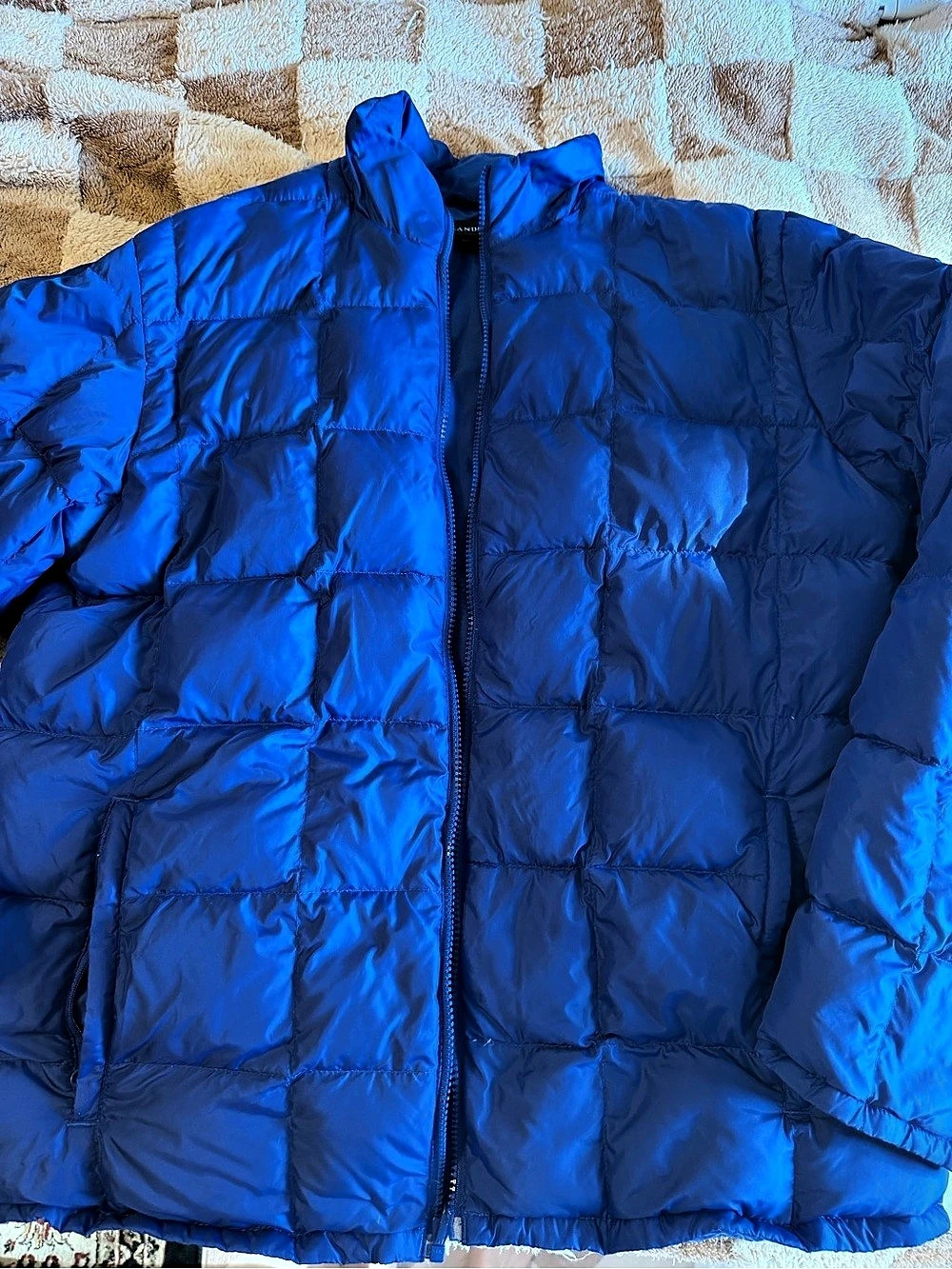 Lands' End Electric Blue Puffer Jacket Men’s Size Medium